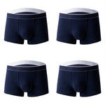 4Pcs Men's Cotton Solid Mid-rise Trunks