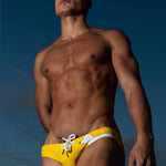 Men’s Printed Waistband Drawstring Swim Briefs