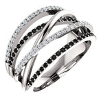 Black White Crossover Statement Ring