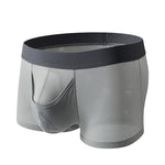 3 Pack Men's Ice Silk Front Split Pouch Breathable Mesh Cooling Comfort Trunks