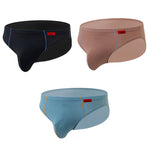 3 Pack Men's Nylon Plaid Lift Hip Briefs Triangle Briefs