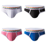 4 Pack Men's Rainbow Letter Belt Briefs