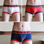 3 Pack Men's Spliced Color Breathable Cotton Trunks