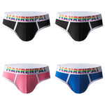 4 Pack Men's Rainbow Letter Belt Briefs
