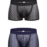 2 Pack Men's Sexy Transparent Mesh Trunks