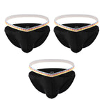 3 Pack Men's Sexy Color-Block Hollow Out Underwear Bikini