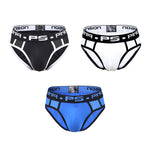 3 Pack Men's Sporty Cut Breathable Mesh Solid Color Seamless Briefs