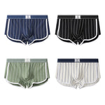 4 Pack Men's Ultra-Soft Breathable Cotton Striped Design Comfort Trunks & Boxers Briefs