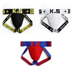 3 Pack Men's Letter Print Color Block Breathable & Stretchy Jockstraps