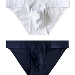 2 Pack Men's Low-Rise High-Cut Ribbed Cotton Bikini