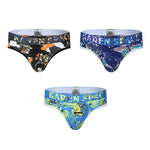 3 Pack Men's Trendy Prints Comfort U-Pouch Design Mesh Breathable Thongs