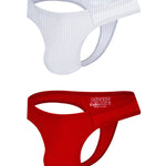 2-pack Men's Ribbed Low-rise Solid Color Thong