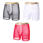 3 Pack Men's Ice Silk Mesh Solid Color Seamless Comfort Boxer Briefs