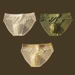3 Pack Men's Ice Silk 10A Cooling Camellia Satin Lace Briefs