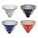 4 Pack Men's Star Print Low-Rise with Sexy U-Pouch Bikini