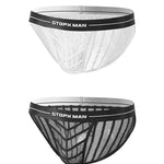 2 Pack Men's Sheer Mesh Low-Rise Breathable Briefs