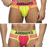 2-pack Men's Neon Mesh High-elastic U-convex Three-dimensional Pouch Sports Briefs