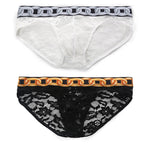 2 Pack Men's Sexy Lace Lightweight & Airy Sporty Cut Breathable Odor-Control Bikini