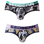 2 Pack Men's Stylish Prints Skin-Friendly & Stretch Fit Briefs