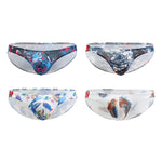 4 Pack Men's Low-Rise Printed U-Pouch Mesh for Breathability Briefs