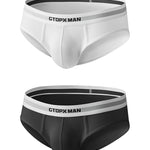 2-Pack Men's Threaded Design Breathable Comfort Low-Rise Thin U-convex Briefs