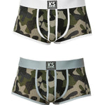 2 Pack Men's Sexy Mesh Camouflage Quick-Dry Large Pouch Low-Rise Trunks
