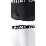 2 Pack Men's Ice Silk Side-Slit Athletic Loose Fit Elastic Lounge Sleep Boxer Shorts