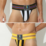 2 Pack Men's Sexy Rainbow Stretchy Breathable Soft U-Convex Pouch Bikini
