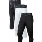 3 Pack Men's Multi-Sport Workout Ready Close-Fitting Comfort Activewear Tights
