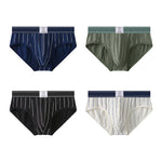 4 Pack Men's Striped Design Soft-Touch Cotton Fabric Breathable Briefs