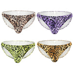 4 Pack Men's U-Convex Leopard Print Nylon Bikini