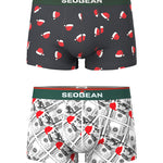 2 Pack Men's Seamless Comfort Playful Style Prints Breathable Trunks