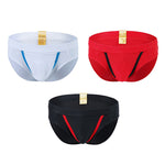 3 Pack Men's Breathable Separate Pouch Low-Rise Briefs with Openable Front Pouch