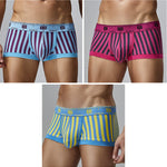 3 Pack Men's Snug Fit Trendy Striped Design Sporty Cut Cooling Airflow Trunks
