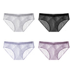4 Pack Men's Lace Jacquard Ice Silk Ultra Thin Breathable Briefs