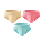3 Pack Men's Cooling Silktech Briefs - U-Pouch Design & Checkered Antibacterial Lining