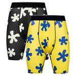 2 Pack Men's Printed High-Stretch Relaxed Fit Sport Activewear Tights