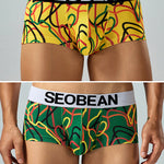 2 Pack Men's Comfortable Breathable Messy Lines Polyester Boxer Briefs