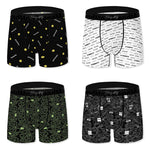 4 Pack Men's Ice Silk Trendy Prints Comfortable Smooth Touch Boxer Briefs