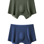 2 Pack Men's Seamless Ice Silk Smooth Touch Antibacterial Boxer Briefs