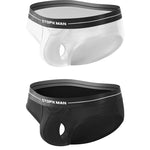 2 Pack Men's Low-Rise U-Shaped Solid Color Ultra-Soft Support Briefs