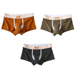 3 Pack Men's Elephant Trunk Separate Cotton Sexy Mid-Rise Solid Color Trunks