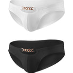2 Pack Men's U-Pouch Design Metal-Clasp Thin Briefs