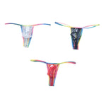 3-pack Men's Sexy Rainbow Transparent Convex Pouch Breathable Thong