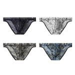4 Pack Men's Trendy Print Low-Rise U-Pouch & Breathable Mesh Briefs