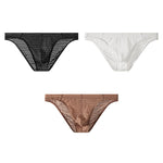3 Pack Men's Sheer Mesh Solid Color Minimalist Breathable Briefs