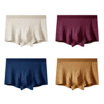 4 Pack Men's Antibacterial Cotton Jacquard Breathable Solid Color Trunks