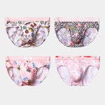 4 Pack Men's Antibacterial Cotton Breathable with Trendy Print Briefs