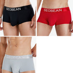 3 Pack Men's  Ice Silk Solid Color Breathable Antibacterial Trunks
