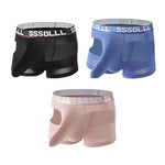 3 Pack Men's Mid-Rise Ice Silk Hollow-Out Trunks
